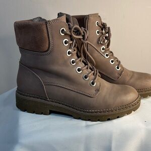 Brown Lace-Up Ankle Boots